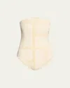 Totême Monogram Strapless One-piece Swimsuit In Ecru/straw 282