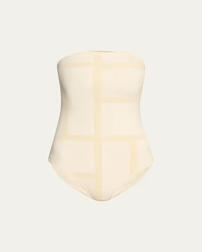 TOTÊME MONOGRAM STRAPLESS ONE-PIECE SWIMSUIT