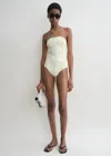 Totême Bra One Piece Swimsuit In Ecru,straw
