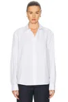 Totême Toteme Monogram Stripe Organic Cotton Poplin Button-up Shirt In White & Cobalt Pinstripe