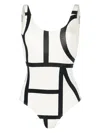 Totême Monogram Swimsuit Ecru In Tofu Black Monogram
