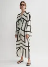 Totême Monogram Wrap Dress In Ecru,black