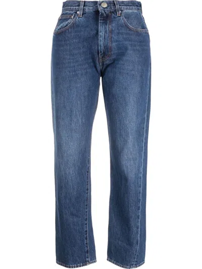 TOTÊME NAVY BLUE TWISTED DENIM COTTON JEANS