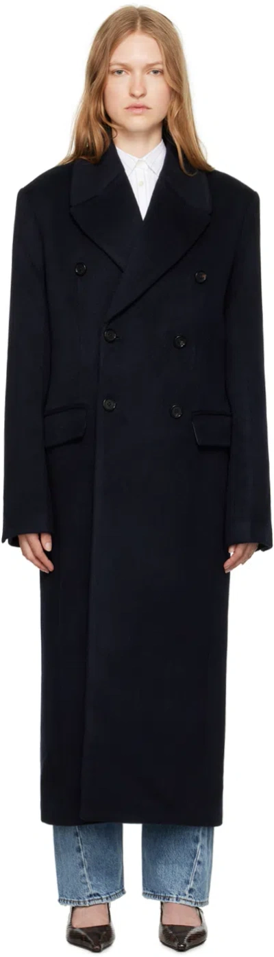 Totême Navy Broad Coat In Midnight 017