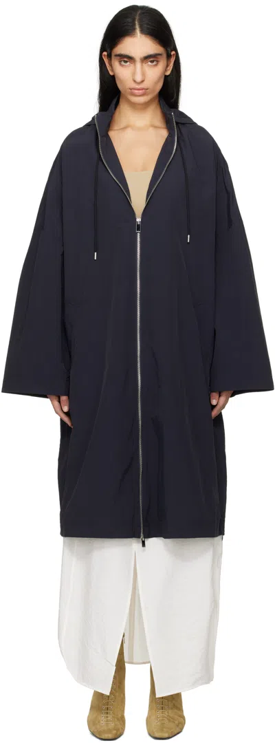 Totême Navy Windbreaker Coat In Nightfall 274