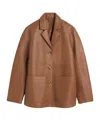 Totême Notched-lapels Leather Jacket In Brown