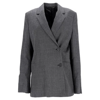 Totême Off-center Wrap Single-breasted Blazer In Grey Polyester
