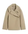 Totême Off-centre-fastening Oversized Jacket In Nude