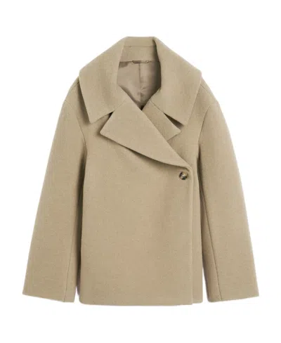 Totême Off-centre-fastening Oversized Jacket In Nude