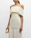 Totême Off-shoulder Evening Viscose Blend Top In Beige