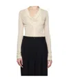 Totême Off-white Draped V-neck T-shirt In Black