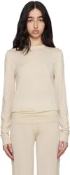 Totême Off-white Fine Crew-neck Knit Sweater In Ecru 116