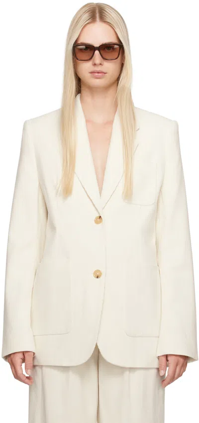 Totême Off-white Single-breasted Blazer In 188 Meringue