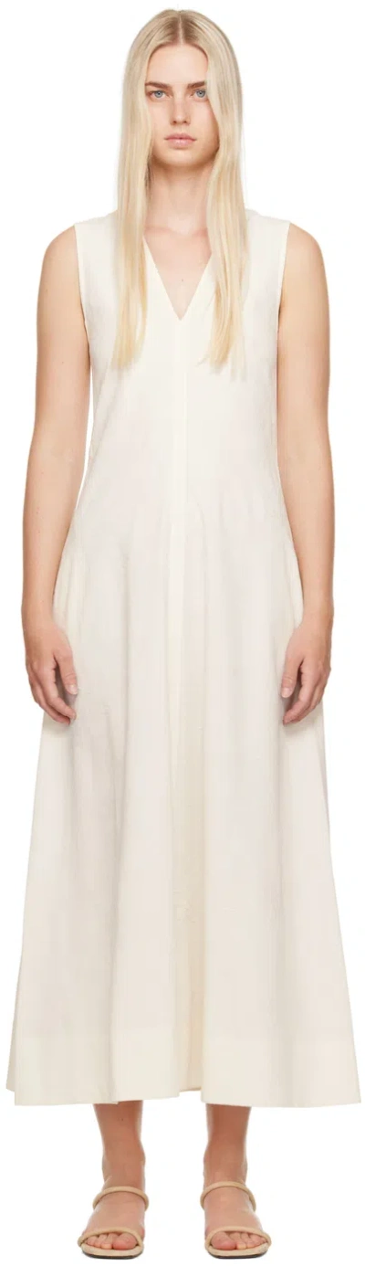 Totême Off-white V-neck Maxi Dress In 047 White
