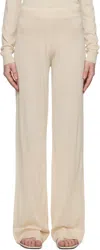 Totême Off-white Wide Knit Trousers In Ecru 116