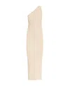 Totême One-shoulder Ribbed Viscose Midi Dress In Nude
