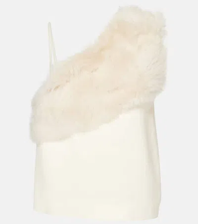 TOTÊME SHEARLING-TRIMMED CADY TOP