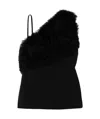 Totême One-shoulder-top Mit Shearling In Black