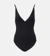 Totême Womens Black Classic Logo-print Swimsuit In Black