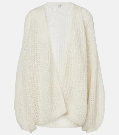 Totême Open-front Mohair-blend Cardigan In White