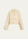 Totême Organic Cotton Cropped Jacket In Beige Khaki