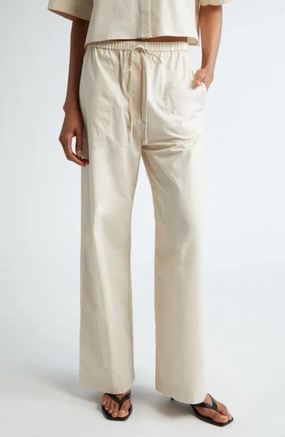 Totême Organic Cotton Poplin Drawstring Pants In Stone