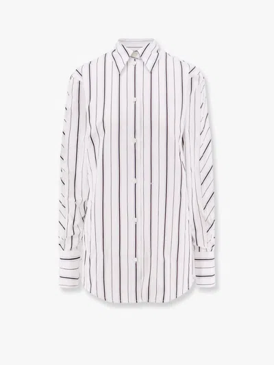 Totême Organic Cotton Shirt With Striped Motif In White,black