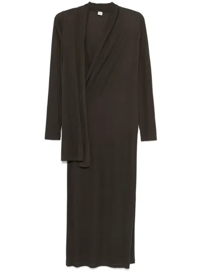 Totême Overlapped Jersey Dress In Green