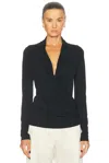 Totême Toteme Draped Wrap-effect Stretch-jersey Top In Black