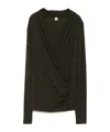Totême Toteme Overlapped Jersey Top In Black