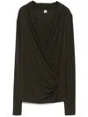 Totême Toteme Women Black Fluid Jersey Overlapped Top In Green