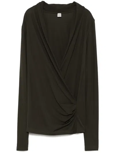 Totême Overlapped Jersey Top In Green