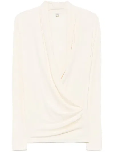 Totême Toteme Overlapped Jersey Top In Neutral