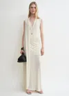 Totême Toteme Overlapped Scarf Sheer Stretch Jersey Maxi Dress In Neutral