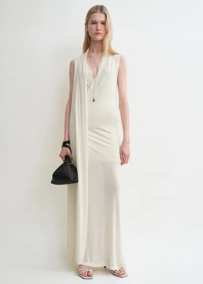 TOTÊME OVERLAPPED SCARF DRESS ECRU