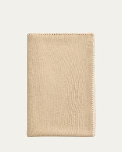 Totême Oversized Contrast-trim Embroidered Wool Cashmere Scarf In Brown