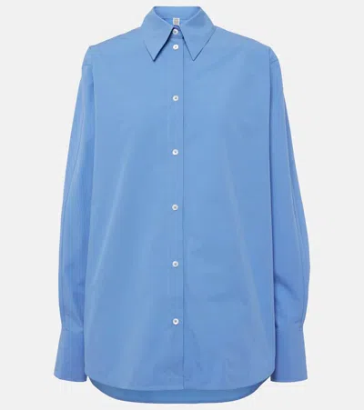 Totême Kimono-sleeve Poplin Button-down Shirt In Blue
