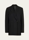 Totême Loreo Oversized Double-breasted Woven Blazer In Black