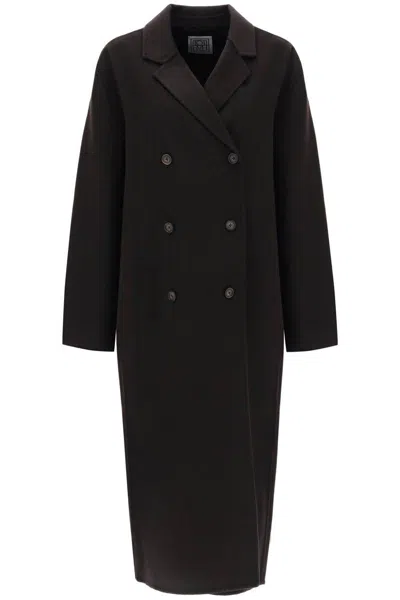 Totême Oversized Double-breasted Wool Coat In Black