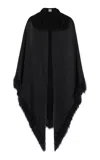 Totême Oversized Fringed Crepe Scarf In Black