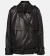 Totême Oversized Leather Jacket In Black