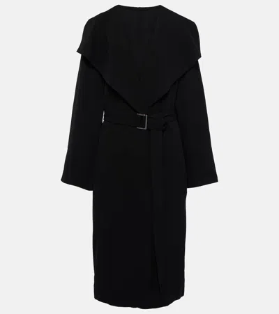 Totême "twill Signature" Belted Waist Coat With Long Sleeves In Black
