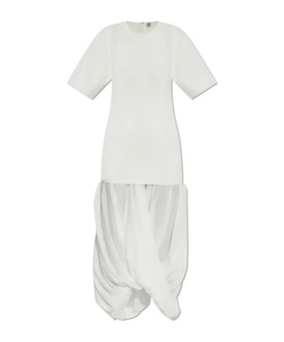 Totême Viscose Blend Cocoon Midi Dress In White