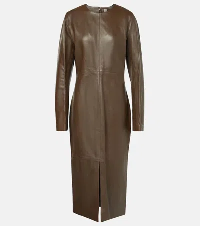 TOTÊME PANELED LEATHER MIDI DRESS