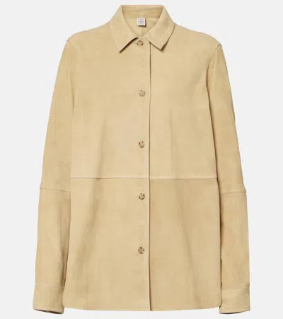 Totême Paneled Suede Overshirt In Desert