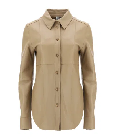 Totême Panelled Leather Shirt In Nude