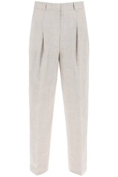 Totême Tailored Trousers With Double Pleat In Grey,neutro