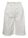 Totême Relaxed Pleated Twill Cotton Shorts In White