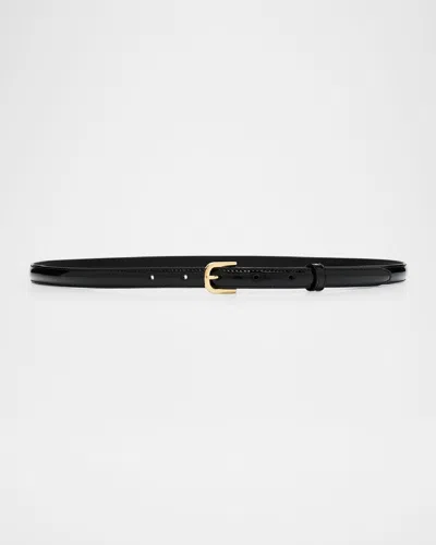 Totême Patent Leather Skinny Belt In Black 200