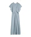 Totême Blue Slouch Waist Crinkled Midi Dress In Gray